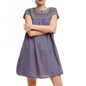 Anthropologie Holding Horses Lovely Ani Swing Dress Pockets Blue Women's Size 4